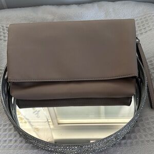 Kelly & Katie Taupe Clutch with Rhinestone Strap